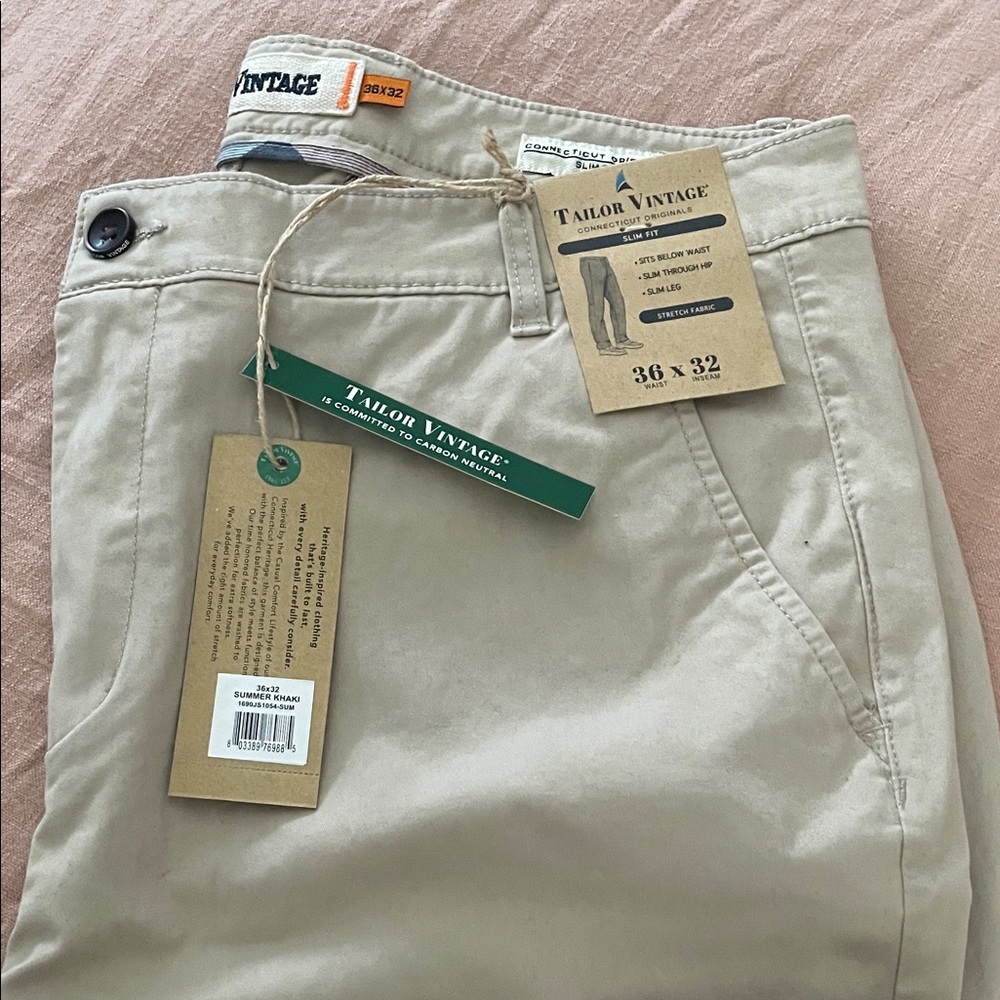 Tailor Vintage Khaki Straight Chino Pants - Neutral Beige